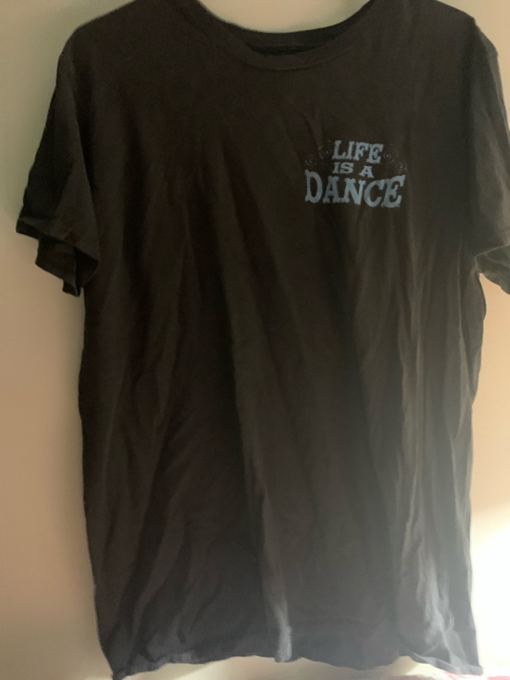 Hanes Black T-Shirt with Light Blue "Life is a Dance" Graphic